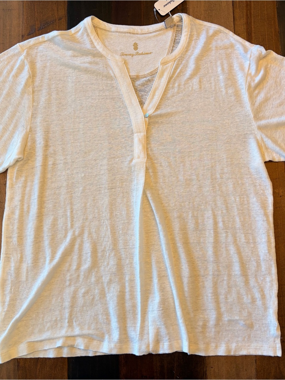 Tommy Bahama White Short-Sleeve Henley Tee (BNWT)